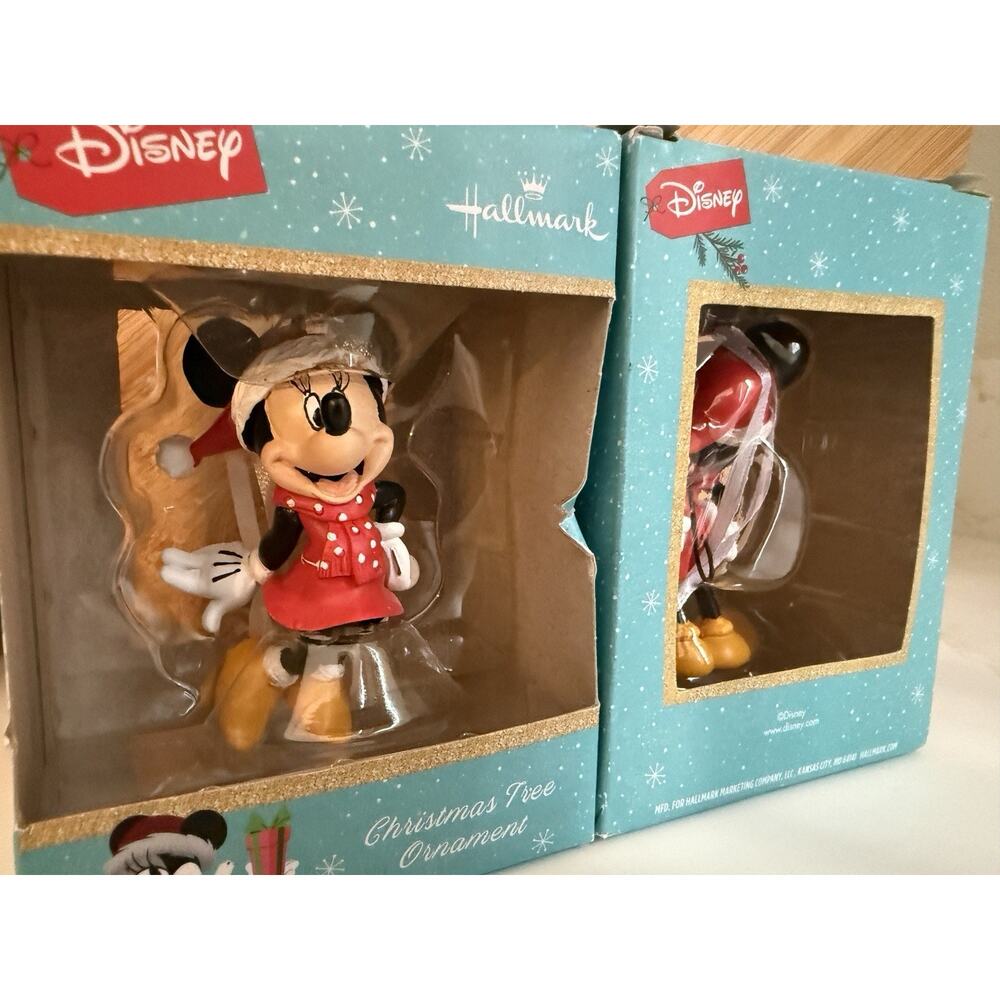 Hallmark Mickey & Minnie Mouse Christmas Ornaments Set of 2 Disney - Picture 2 of 8